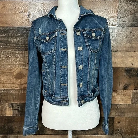 Aeropostale Small Petite Blue Jean Distressed Jacket - Picture 1 of 4